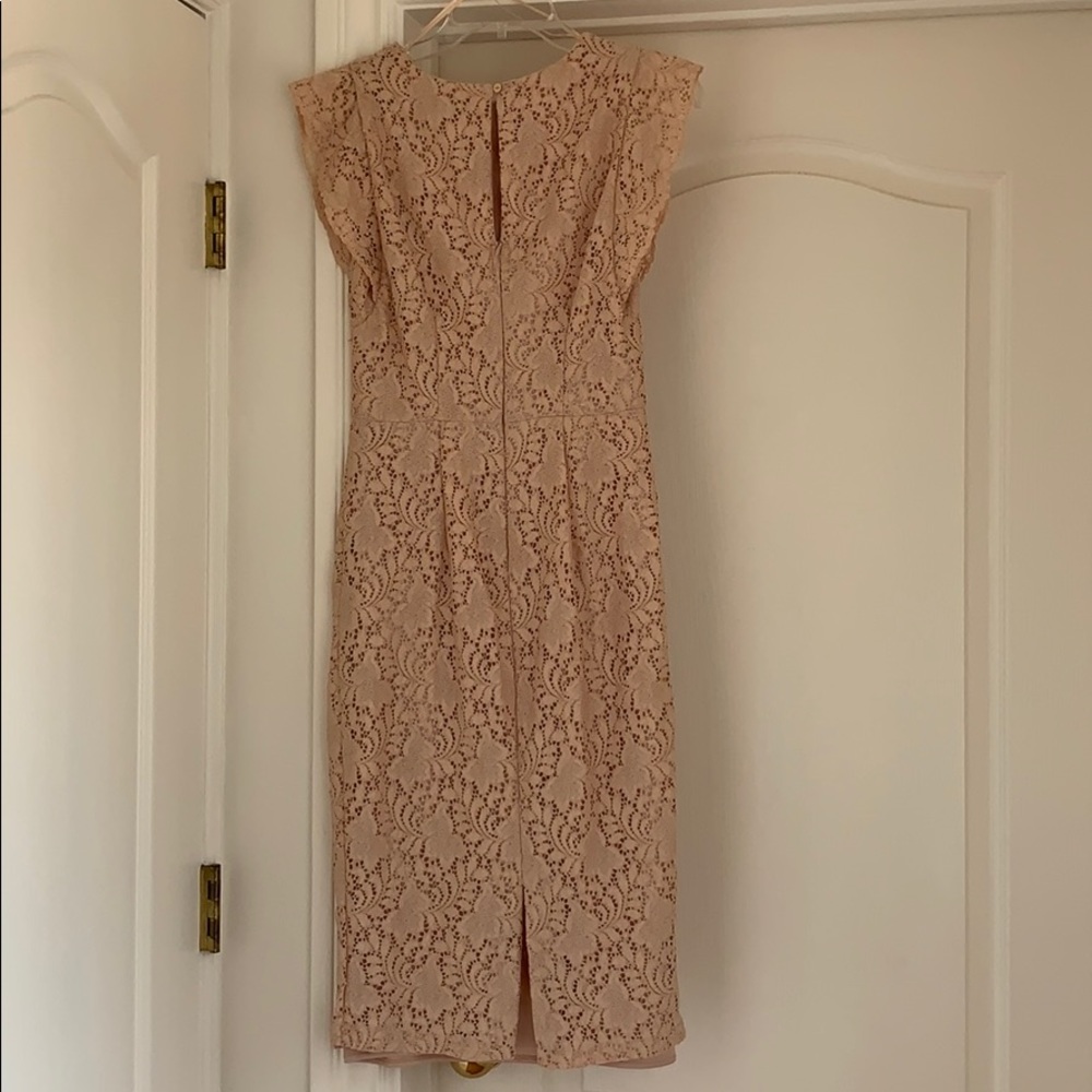 Zara Basic Nude Pink Lace Midi Dress View 2